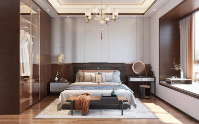 新中式卧室3D模型下载